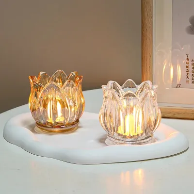 Retro Crystal Tulip Decor Candle LED Lamp Light